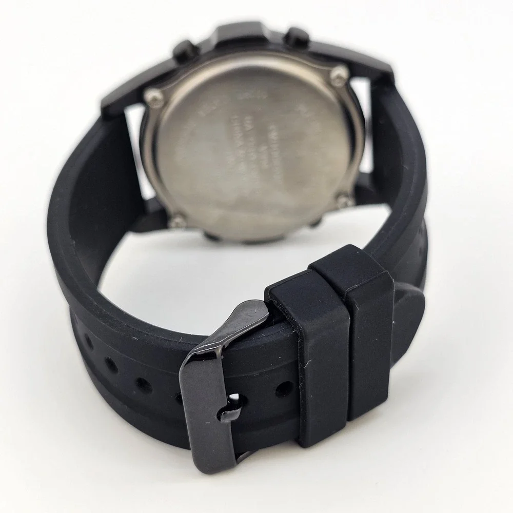 Men's Digital Watch 48MM Black Case Black Plastic Bands New Battery‎
